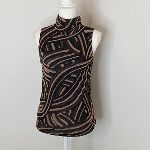 FUZZI by Jean Paul Gaultier Sleeveless Abstract Turtleneck or Mini Dress Small